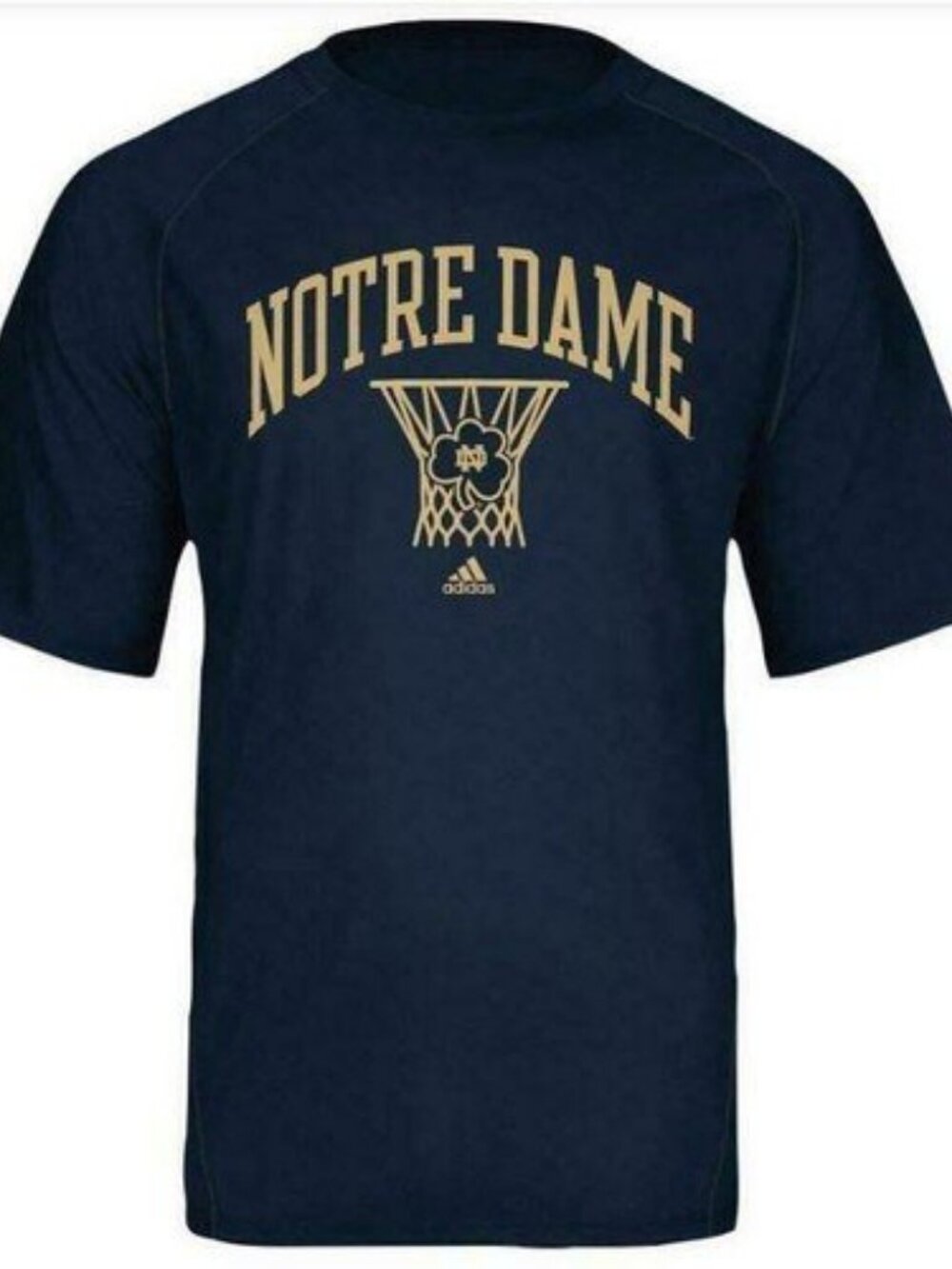 Adidas Men's Notre Dame Courtside Climalite Tee Navy Blue M L XL - L